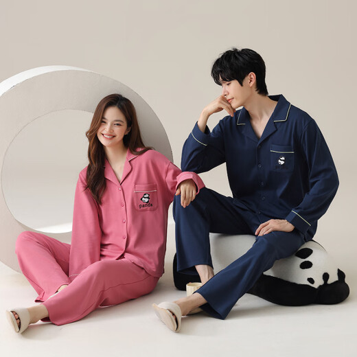 Dan Nanwei pajamas couple pure cotton spring and autumn long sleeves large size thin summer casual outdoor wear men and women home clothing suit 02D16802 M women-