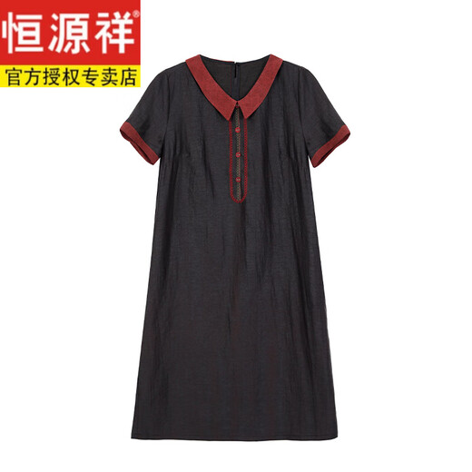Hengyuanxiang Hangzhou Seidenkleid für Frauen im Sommer neuer kurzärmeliger loser schlanker Duftwolke Ya Retro Mutter Mulberry Seidenrock 6625d rot 100% Mulberry Seiden XL 111-120jin [Jin gleich 0,5 kg]
