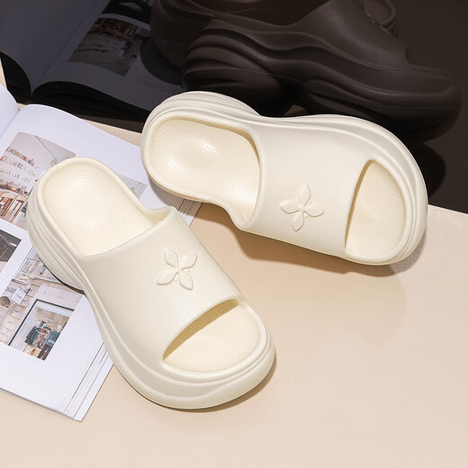 Planaling 8.0 Sandalias elevadas de suela gruesa para mujeres que usan el nuevo pastel antideslizante de verano se siente como flip de playa de celebridades de Internet 8 cm de zapatillas aumentadas [trébol blanco de cuatro hojas] 38-39 [adecuado para 37-38]