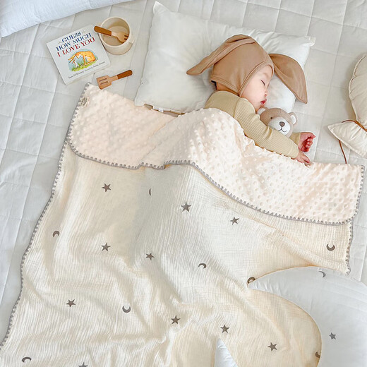 Wen Yijia customized bean blanket baby blanket baby blanket newborn gauze quilt children kindergarten blanket spring and autumn thin quilt 100*70cm double layer bear head (0-1 years old) 252