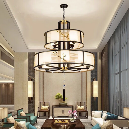 
OPPLE new Chinese chandelier living room lamp Chinese style simple and atmospheric home bedroom dining room tea room model room copper flower lamp chandelier 6636-8H round