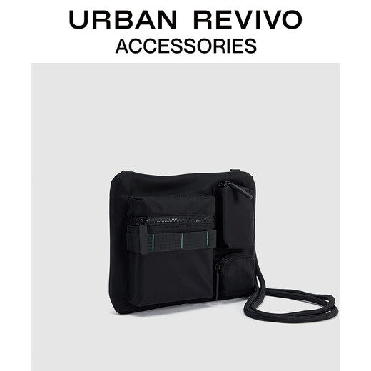 URBAN REVIVO2025 Summer New Men's Outdoor Leisure Multi-Bag Crossbody Bag UAMB50088 Black