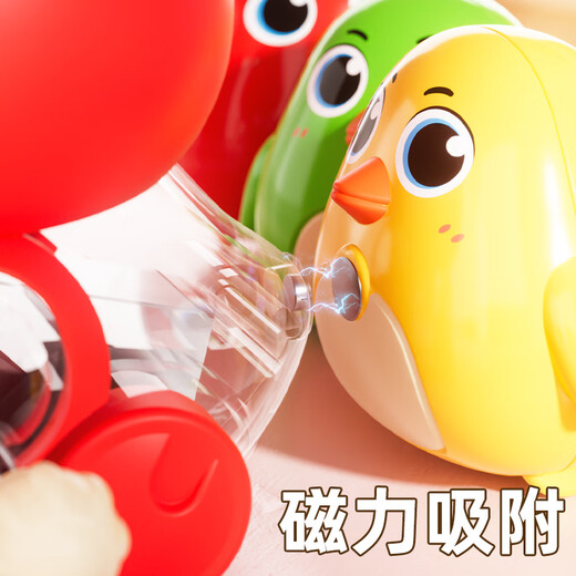 可爱家婴儿发条玩具磁吸摇摆小鸡上链上弦宝宝1一2岁会动会跑小动物 粉色摇摆鸡【鸡妈妈+3只磁吸小鸡