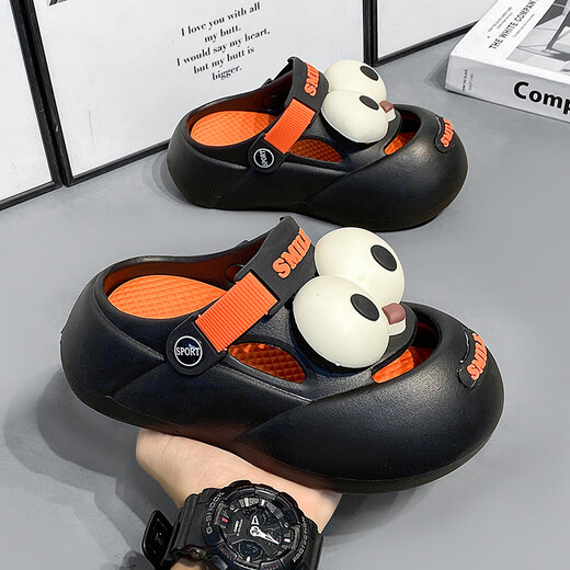 G.Duck Little Yellow Duck Summer New Hole Shoes para niños que usan resbalones de suela gruesa en el exterior, cabezal de bolsas de playa para hombres que no son deslizantes de doble propósito blanco y verde 34 [Longitud interna 214]