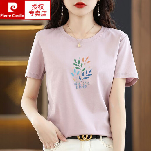 Pierre Cardin Marke Pure Cotton White Kurzärmer T-Shirt Frauen 2025 NEU LOOSS PRINTED T-Shirt Sommer Top T-Shirt 6196 Weiß kurzärmelig L (Empfohlen 105-120 Jin [Jin entspricht 0,5 kg]))