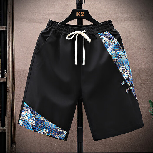 Yi pu; Yishion National Trend Impresión de deportes impresos para hombres en verano use estilo chino estilo chino y versátil de pantalones casuales de cinco puntos 833 beige m