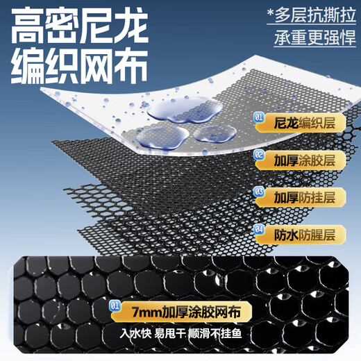 Benno's new square fish guard for wild fishing, special black pit, quick-drying nano net bag, fishing bag, portable mini fish guard, 23cm 1.5m, black and white classic, no bag