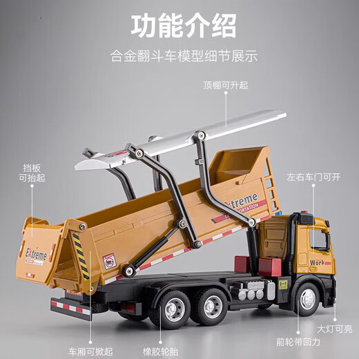 
Allied Toy Crane Simulation Remote Control Alloy Dump Truck Large Children's Dump Truck Large Truck Inertial Engineering Vehicle Car Extra Large Alloy Dump Truck [Opening Door/Toping Bucket]