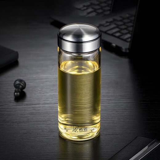 Heenoor Single-couche Gup Cup Men's grande capacité Water Cup Simple Outdoor Portable Filtre Business Transparent Couleur naturelle Couleur XN-6193-280ML