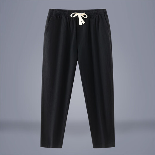 Coton aclosmil et pantalon décontracté en lin pour hommes, pieds attachés de grande taille, pantalon recadré, pantalon large en lin lâche en été, pantalon harem de style chinois, hommes, k800 kaki m