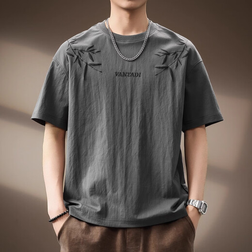 Jeep Spirit authentique Jeep haut de gamme haut de gamme à manches courtes t-shirt imprimé de style chinois pour hommes respirant d'été mince lâche grande taille rapide sèche 829 gris t-shirt xl taille adaptée à 150-170jin [Jin est égal à 0,5 kg]