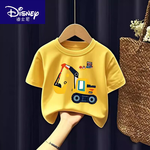 迪士尼（Disney）夏季男童t恤卡通薄款上衣2025新款儿童宝宝短袖洋气男 1049# 后包T 深蓝 120