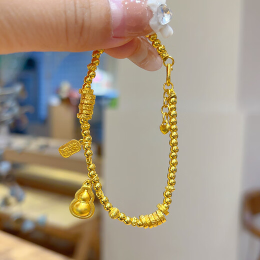 Sea Rover Gold calabaza Pulsera para mujeres Nuevo estilo Full Gold 999 Fulu Gold Beads Regalos de cumpleaños de banda completa para Girlfriend Gourd Gourd Gurd Gold alrededor de 6.276g