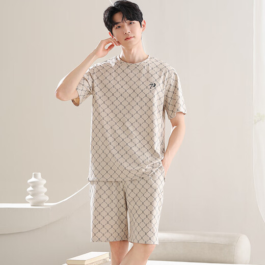 雅鹿夏季男士睡衣莫代尔男款冰丝男式大码青少年网红风家居服夏天 01T9721男 L