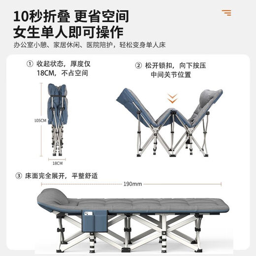 爱派森折叠床午休办公室单人躺椅免安装行军家用小床便携陪护床午睡床 60宽【床垫一体】加棉（千鸟格） 放心购 （ 48小时发货）