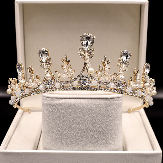 Huaiyin Crown Girl 18. Geburtstag Super Fee Braut Kopfschmuck barock koreanische Hochzeitskronmädchen Einfache Atmosphärische Prinzessin Goldene Krone