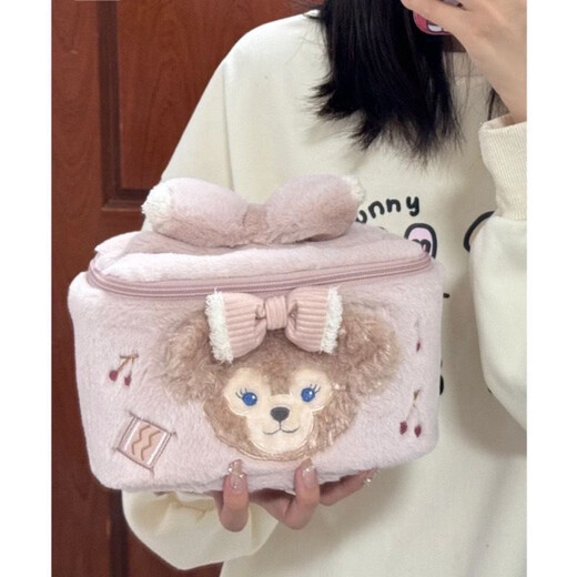 Shirley Rose Cosmetic Bag Large Capacity Portable Travel Bag Plush Cute Handbag High-Looking Furry Storage Bag Pink