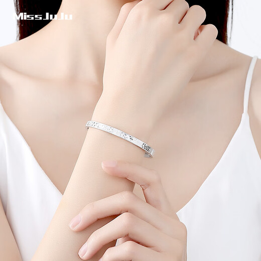 Miss JuJu pt950 pure platinum lucky broken ice bracelet for women new platinum round bracelet in stock inner diameter 56mm weight 19.84g width about 5mm