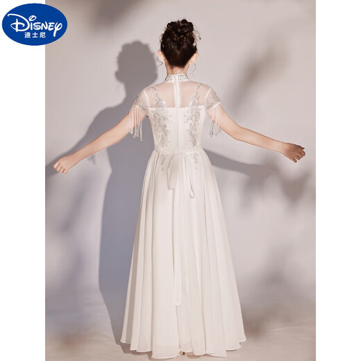 迪士尼（Disney）儿童礼服中国风女童弹古筝演出服小女孩公主裙主持人礼服艺考长裙 白色 160 cm 身高150-160cm 11-12岁