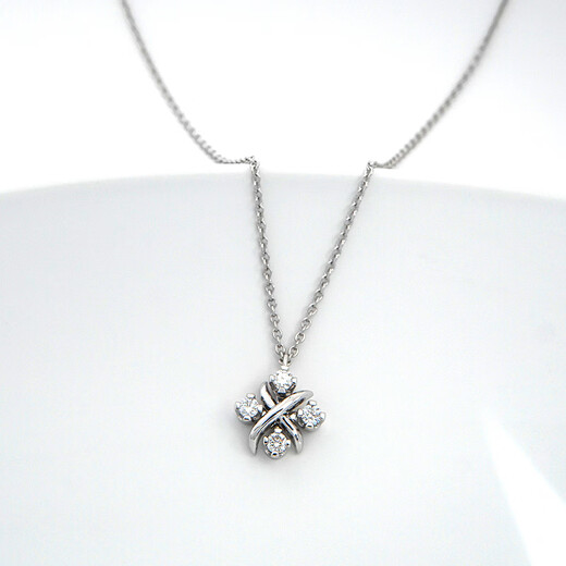 OeinT's Lynn necklace cross X four diamond necklace natural diamond platinum pendant platinum clavicle chain real gold real diamond pure platinum gold
