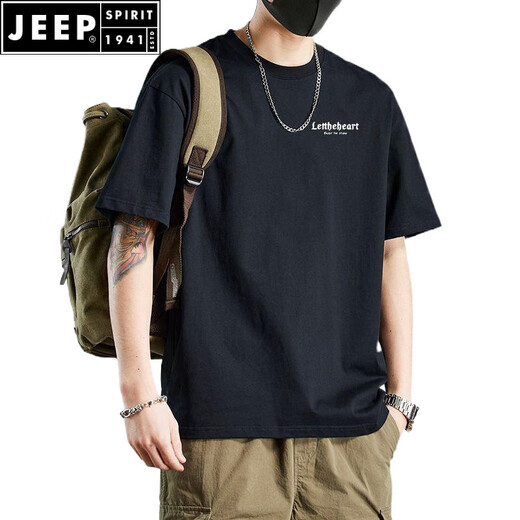 JEEP SPIRIT短袖t恤男士美式高街ins潮牌半袖体恤重磅棉宽松大码套头上衣服 白色棉-1342 2XL