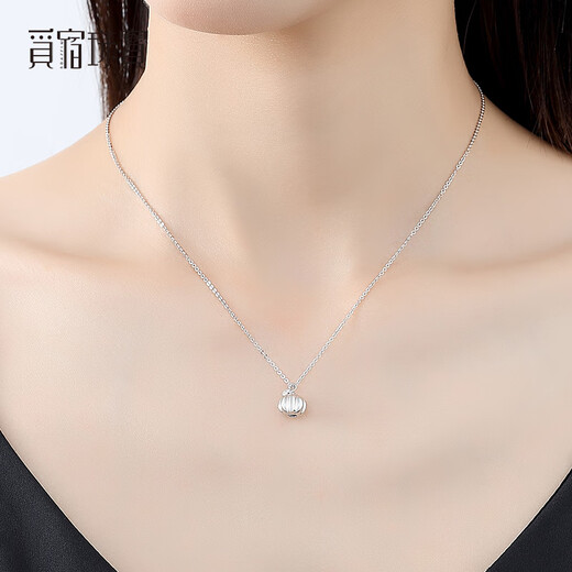 Misu pt950 platinum small pumpkin necklace for women, new cute Fulu pumpkin platinum set chain as a birthday gift for girlfriend, weight 4.6-4.8 grams, length 42+3cm