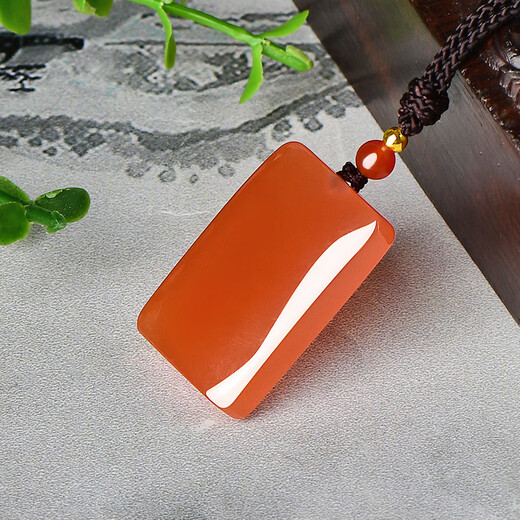 Keyu Keke Own Nanhong Agate Nothing Pillar Pendant, Flame Pattern, Floating Flower, Peaceful Red Fire Jade Pillar, Gift, Nine M9866q