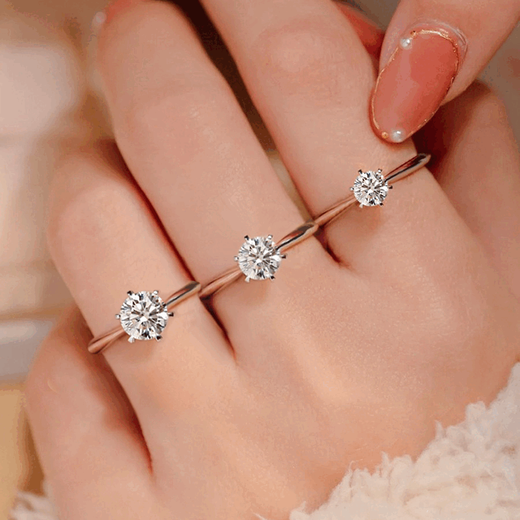 Pt950 Platinum Classic Six Claw Moissanite Diamond Ring Platinum Ring Proposal Chinese Valentine's Day Gift for Girlfriend Light Luxury Classic Six Claw Main Diamond 50 Points Size 12 Finger Circumference 51-52mm