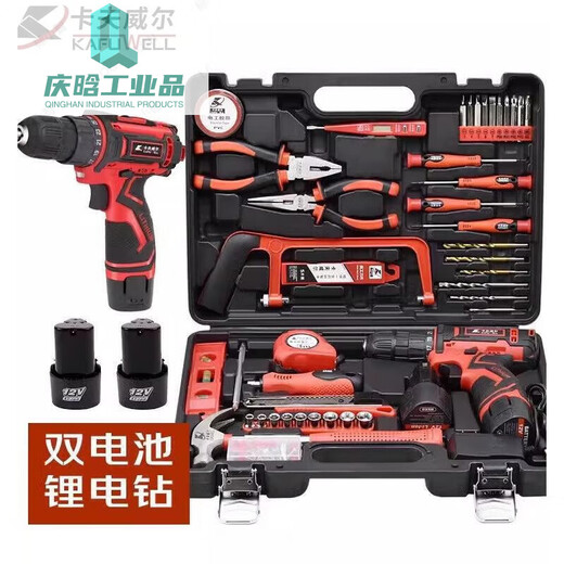 Guanxing 126-teiliges Doppelhandbohrer-Impact Drill-Werkzeugbox Haushaltsreparatursatz P3893A 126-teilige Doppel-Batterie Elektrobohrer Set P3893a