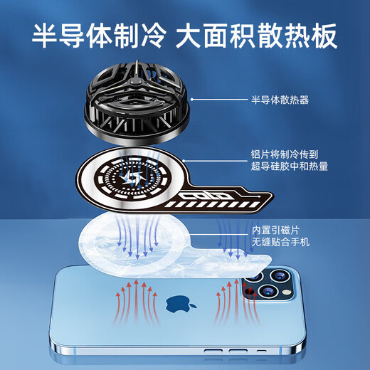 Side field's new magnetic icing radiator is suitable for Apple, can be clipped on the back, Huawei, Xiaomi, Black Shark, Red Magic, Android, multiple models, cooling down to freezing point, super strong mobile phone and tablet cooling, vapor chamber, magnetic suction, universal, increased heat dissipation area