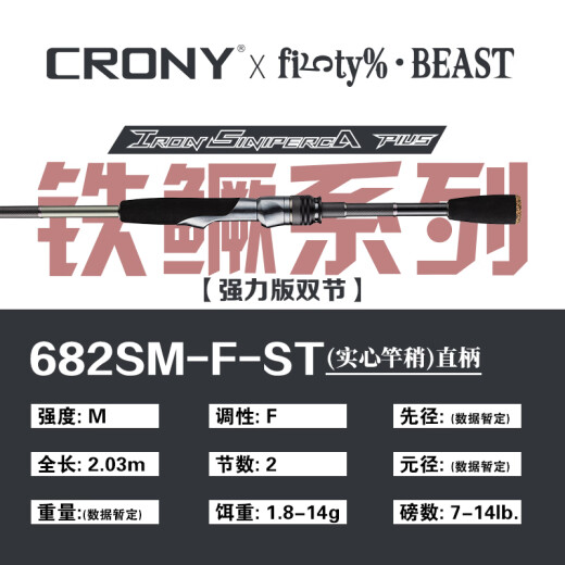 CRONY科尼托马斯铁鳜路亚竿直柄枪柄虫竿鲈鱼竿鳜鱼竿黑坑竿竞技竿 2.03m 682SM-F-ST直柄两节 轻型版（碳纤维轮座软木握把