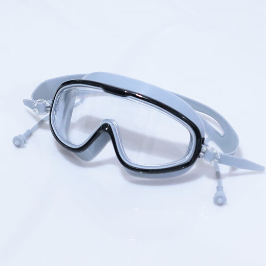 Water Splashing Festival Goggles Swimming Goggles Eye Protection Diving Large Frame Children Adult Men and Women Waterproof Anti-fog Swimming Goggles No Fogging Swimming Cap Set Swimming Set Swimming Cap-+Earplugs Nose Clip+Mirror Case Transparent Large Frame-Phantom Black Collect Baby and Get Nose Clip