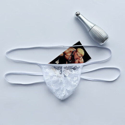 BUFFNY men's lace underwear transparent butt lift thong sexy breathable double thong black one size 100-170Jin Jin equals 0.5 kg