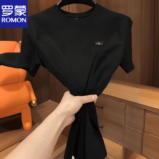 Romon (Romon) 2025 Neue Sommer-Eis-Seiden-Textur, die runde Nackenmänner mit kurzärmeligem, modischen halbärmeligen, vielseitigen, vielseitigen leichten Luxus-T-Shirt-T-Shirt-Männern [Sommer Short. Ärmel] 6628 Weiß M 80-105jin [Jin ist gleich 0,5 kg]