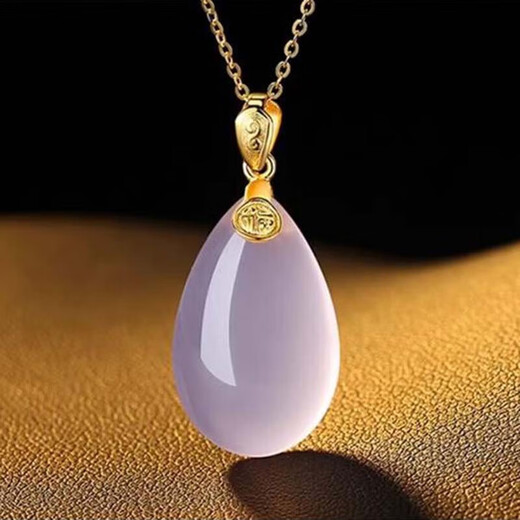 Eternal Symbol Collection Natural Crystal Pendant Pure Gold Hibiscus Rose Quartz Necklace Clavicle Chain Girlfriend Valentine's Day Gift Hibiscus Stone Rose Quartz + Pure Gold Necklace