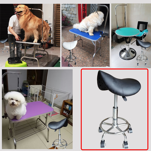 Special lift and swivel chair for pet grooming table, dog grooming table, saddle stool, pet shop hair trimming and styling chair, beauty styling lift and swivel chair (black)