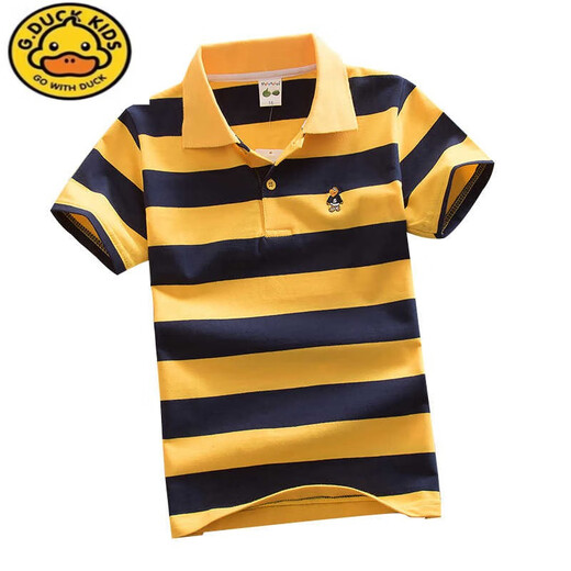 G. DUCKKIDS童装男童夏装儿童短袖T恤中大童纯棉条纹打底衫翻领宝宝半袖T恤潮 1391 均码 cm
