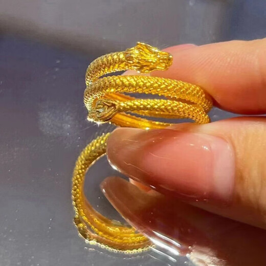 RSRDDY old Phoenix 5G three-circle dragon-shaped ring new Panlong 999 animal year 18k gold refers to three circles