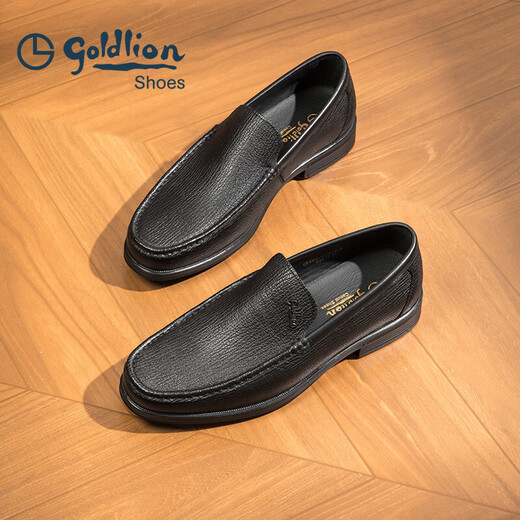 Goldlion Men's Shoes Business Casual Shoes Comfortable Lightweight Breathable Fashion Leather Shoes 596830193ALB-Black-40 Size