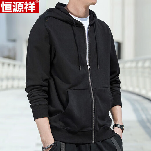 Hengyuanxiang Sweat-shirt Men's Pure Cotton Cardigan 2025 Nouveaux sports de printemps et d'automne et top à capuche décontractée veste mince de paire la fête des pères BB-1570 3xl 185 [150-170jin [Jin est égal à 0,5 kg] usure]