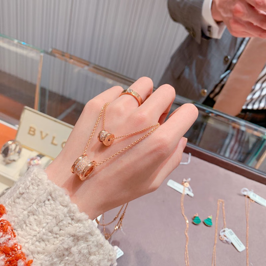 OeinOEIN 18K gold small waist necklace for women classic rose gold full diamond platinum pendant clavicle chain rose gold small waist