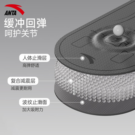 安踏健腹轮专用地垫瑜伽垫男士健身专业练腹卷腹肌轮垫子静音减震跪垫 健腹轮专用地垫--灰色 6mm(初学者)