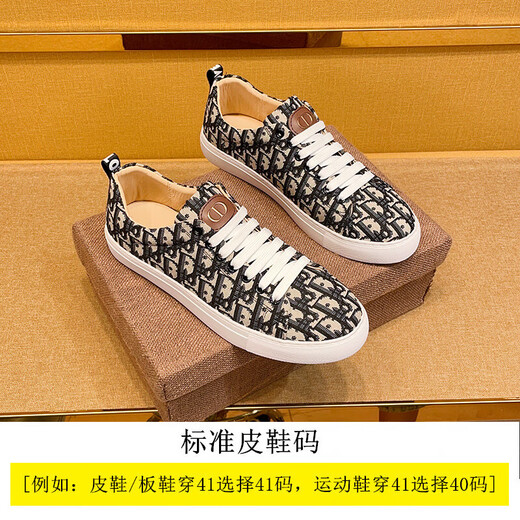 OLJ men's shoes 2025 summer new trendy brand canvas shoes lightweight soft-soled printed men's shoes breathable and versatile casual shoes men's gray (leather shoes size is one size larger) 38