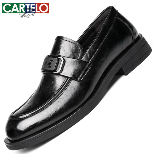 CARTELO crocodile (CARTELO) first layer cowhide shoes men's shoes 2025 new casual leather shoes workplace business men's loafers K046 black 40