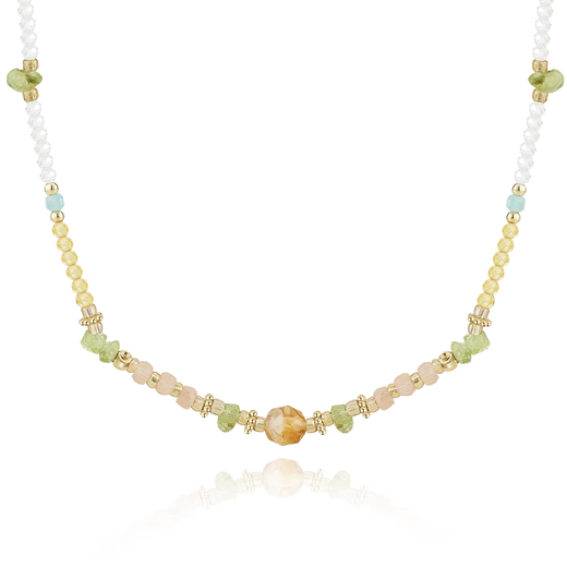 AJIDOU Ajidou Necklace Birthday Gift for Women Elegant Retro Pato Stone Necklace for Girlfriend and Wife Yellow Green