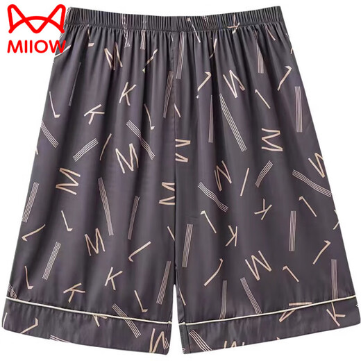 
Catman (MiiOW) men's pajama pants for summer thin ice silk casual size plus fat shorts home pants loose pajama pants middle-aged and elderly shorts double pocket ice silk C698 L 100-120