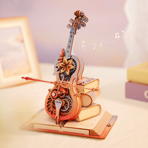 Ruo-State Ferris Wheel Qimeng Cello Music Box Music Box Building Blocks Children's Toys Diy Puzzle Birthday Gift Girls