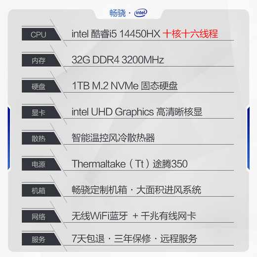 Changxiao Shangqi A National subsidy 20% desktop computer host commercial office home stand-alone machine (14th generation i5 14450HX 32G 1TB WiFi business keyboard and mouse)