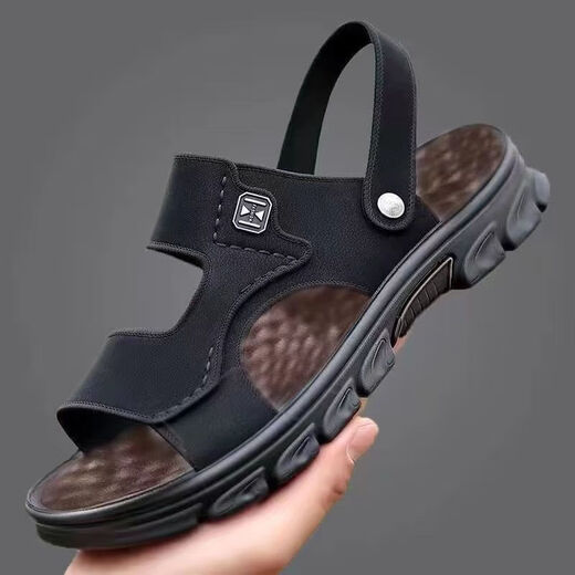 Prince Yierkang Sandalen Herrenimitation Kuhlädenschuhe für den Sommer 2025 Nicht rutschfeste wasserdichte Außensandalen Herren Sandalen Dual-Purple-Sandalen Wenzhou Lederschuhe 826+3 [Brown] 42 [Standardgröße]