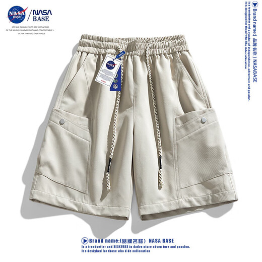 Base de la NASA Japonés Retro Retro Policita Shorts Shorts Hombres de verano